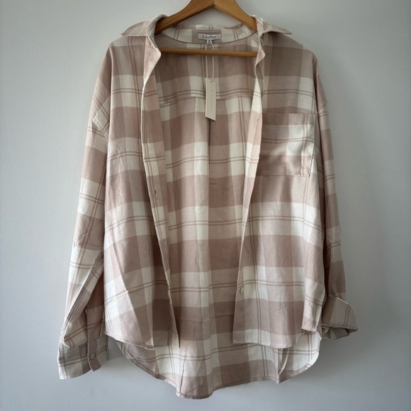 NWT Z Supply Evereve River Plaid Button Up in Putty Sold Out Online Size M Cottn - Picture 12 of 13